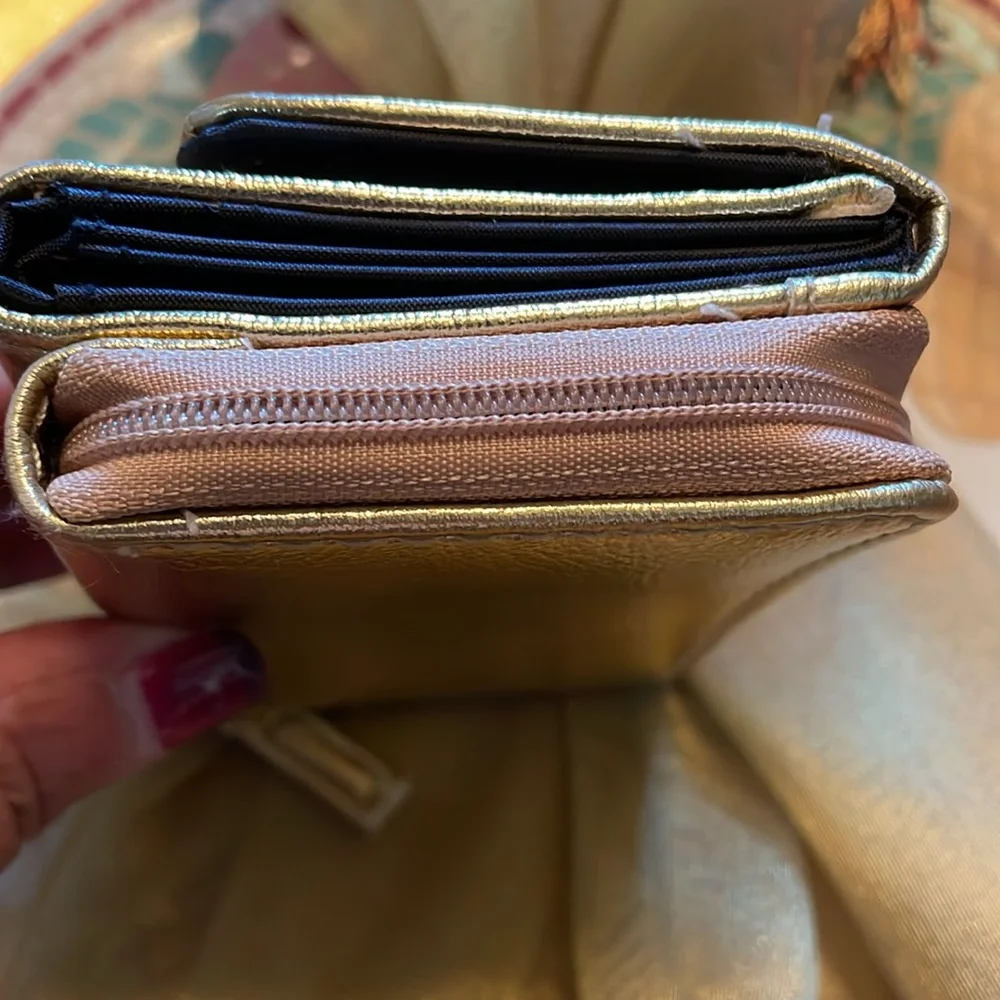 Gold metallic Mermaid Coin purse photo wallet w back zipper Excellent preowned